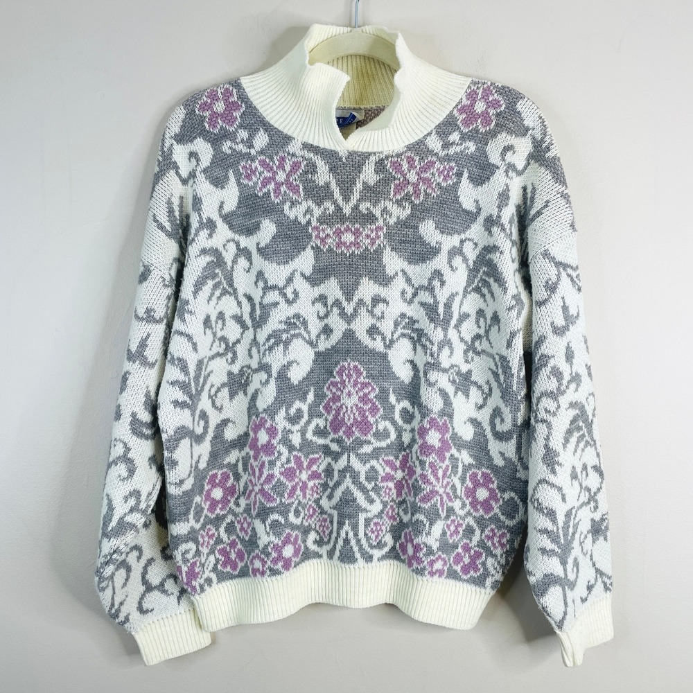 Vintage 80s Cape Cod Cabincore Pullover Sweater Womens Large Baggy Cozy Grunge